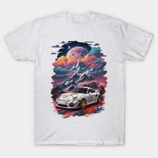 Vintage Racing Car Space Scene T-Shirt